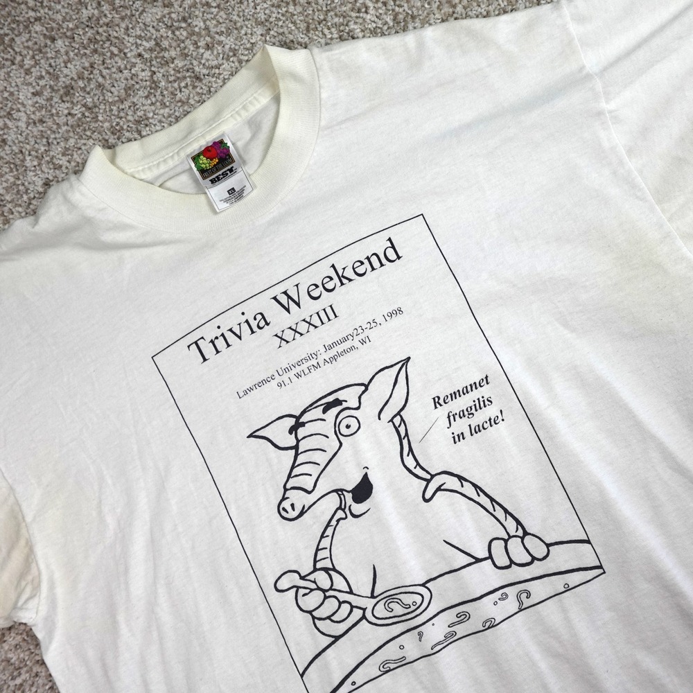 Vintage 1998 Lawrence University Trivia Weekend T-Shirt XL Fruit of the Loom